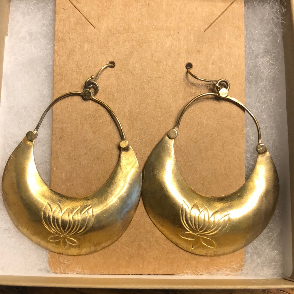 Satya Lotus Crescent Stamped Earrings